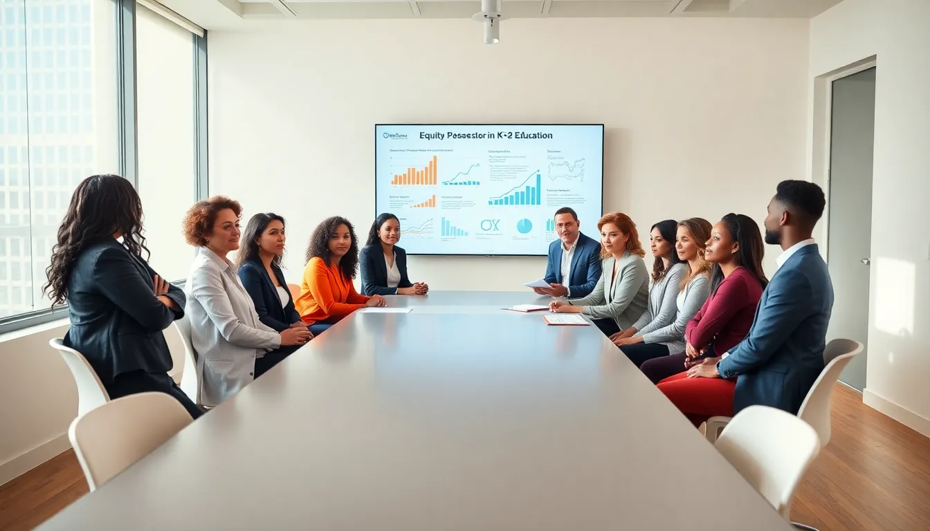 diverse educators discussing equity in K-12 education policy.