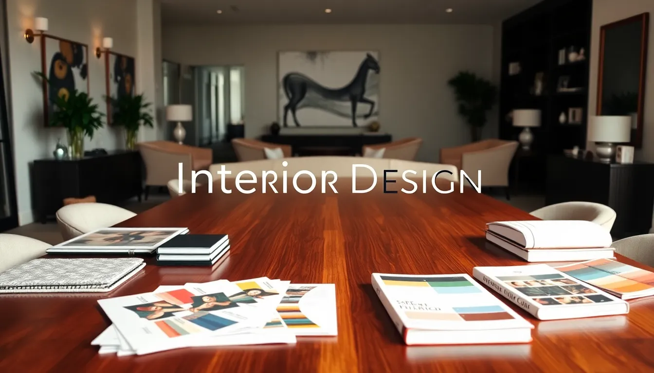 interior design logo displayed in a modern workspace.